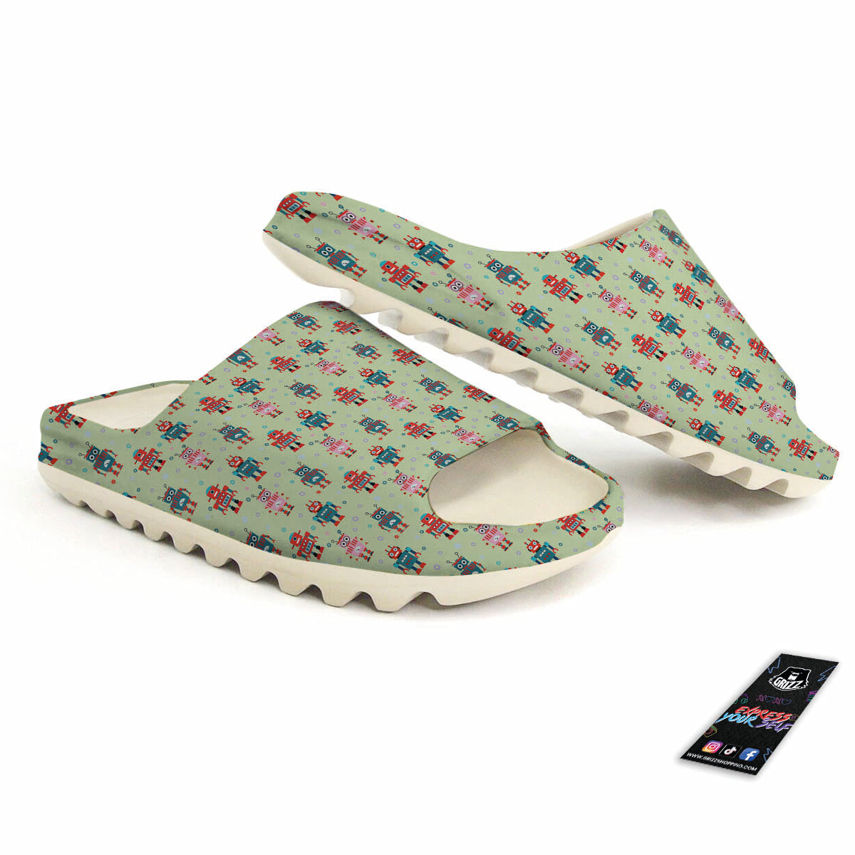 Robot Colorful Print Pattern Sandals-grizzshop