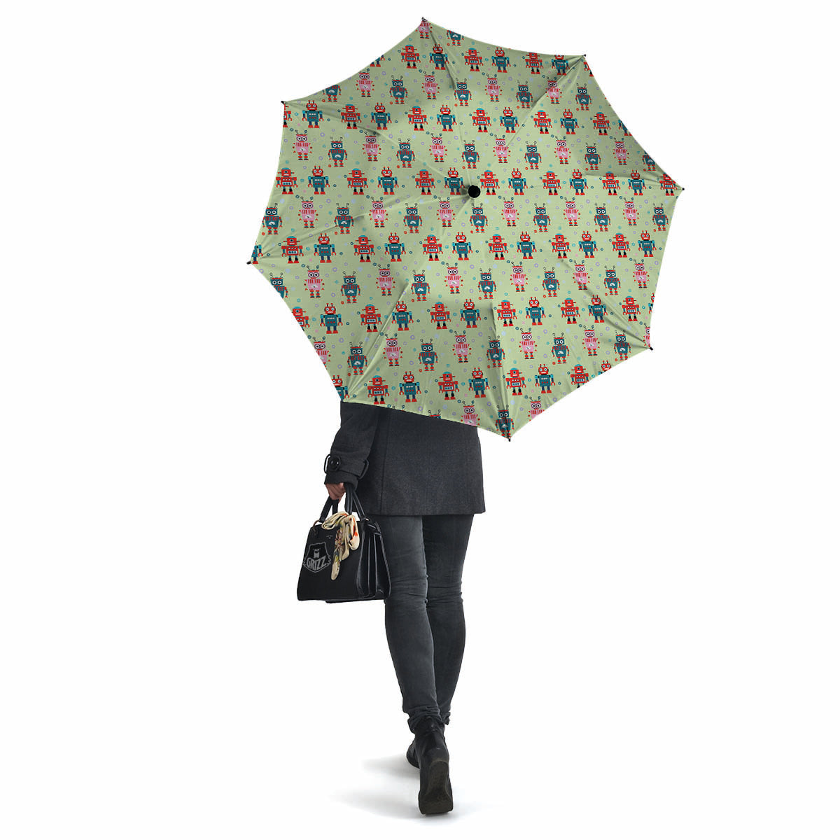 Robot Colorful Print Pattern Umbrella-grizzshop