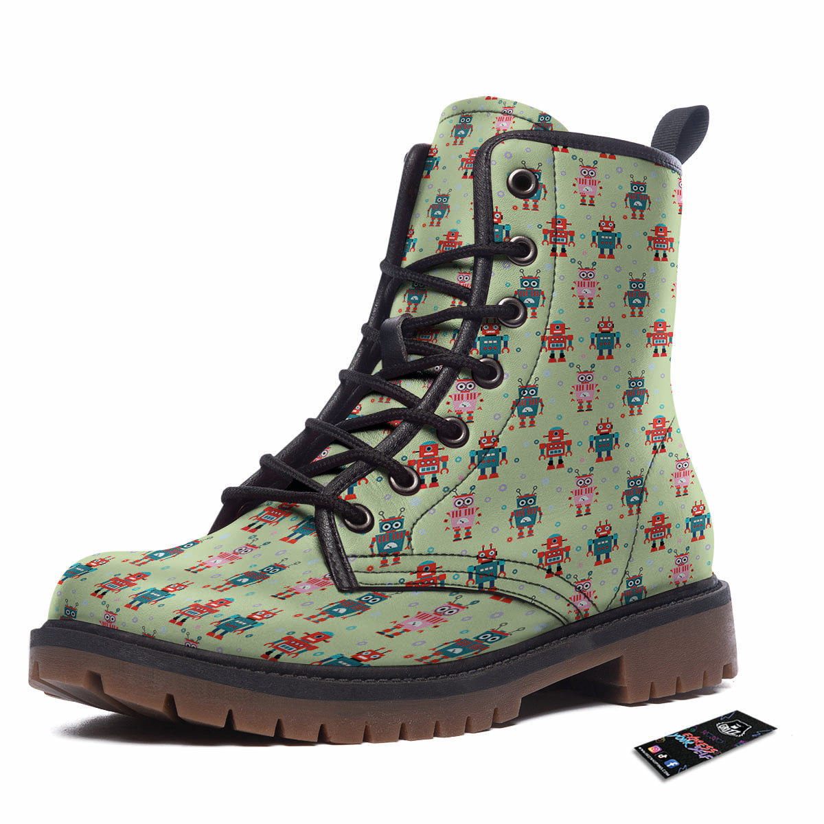 Robot Colorful Print Pattern Work Boots-grizzshop
