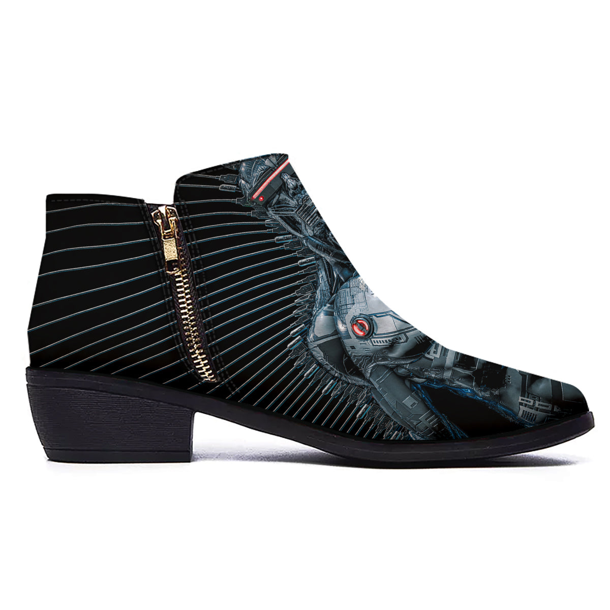 Robot Connection Print Ankle Boots-grizzshop
