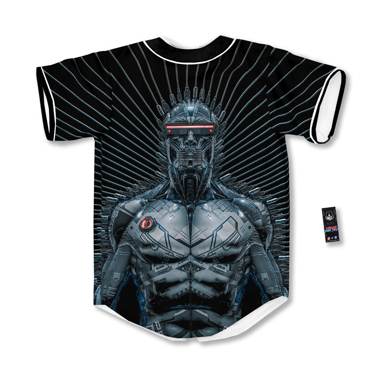 Robot Connection Print Baseball Jersey-grizzshop