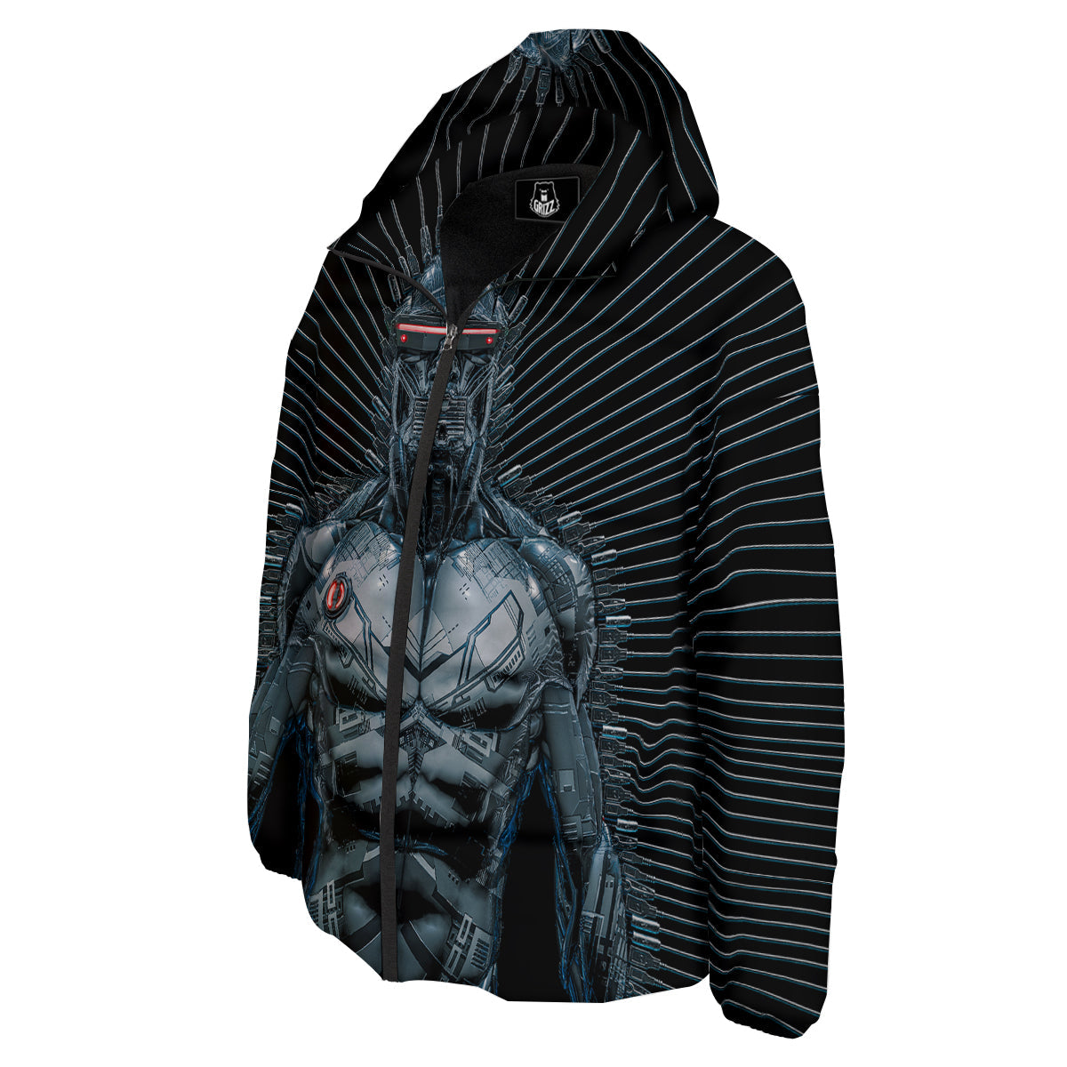 Robot Connection Print Down Jacket-grizzshop