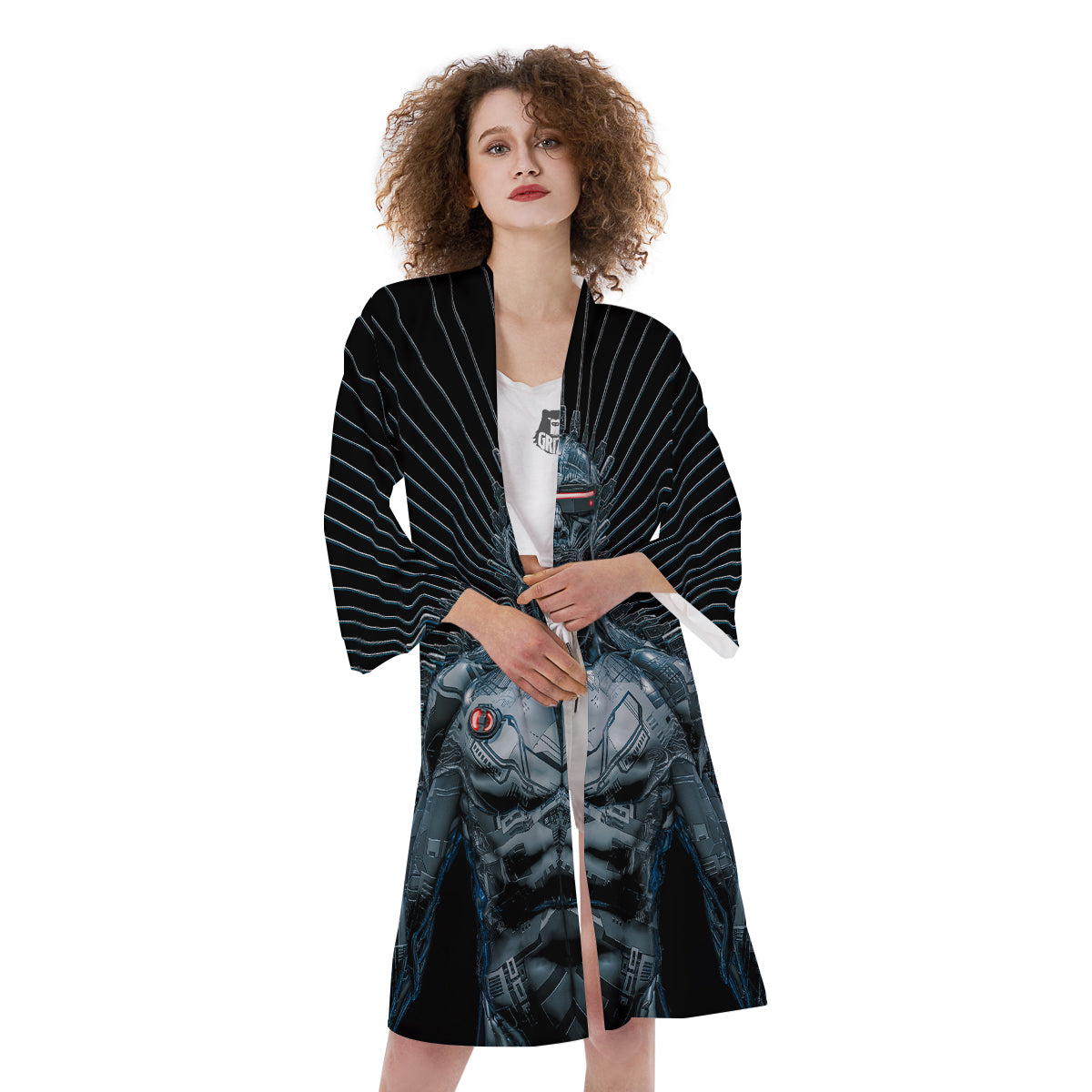 Robot Connection Print Kimono-grizzshop
