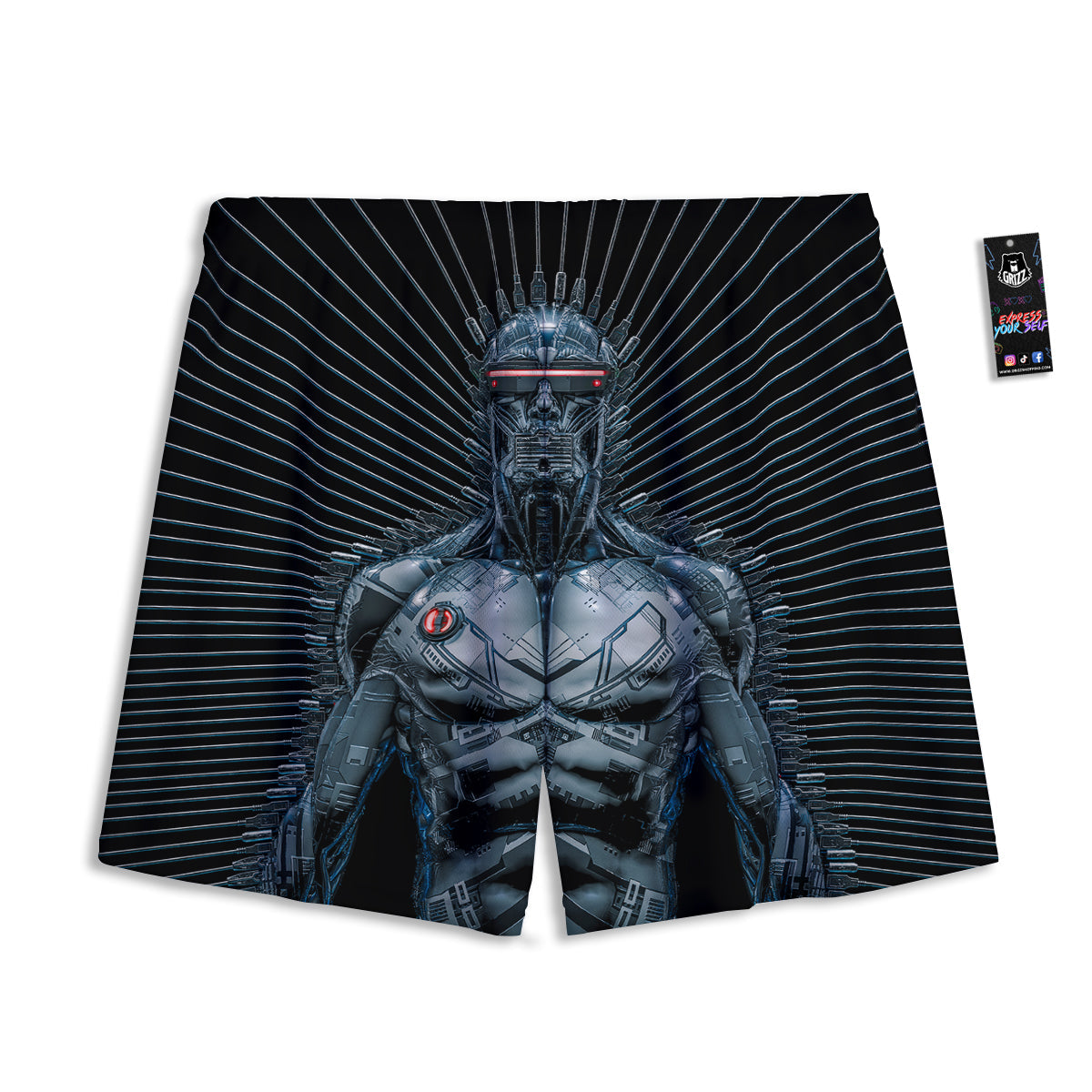 Robot Connection Print Mesh Shorts-grizzshop