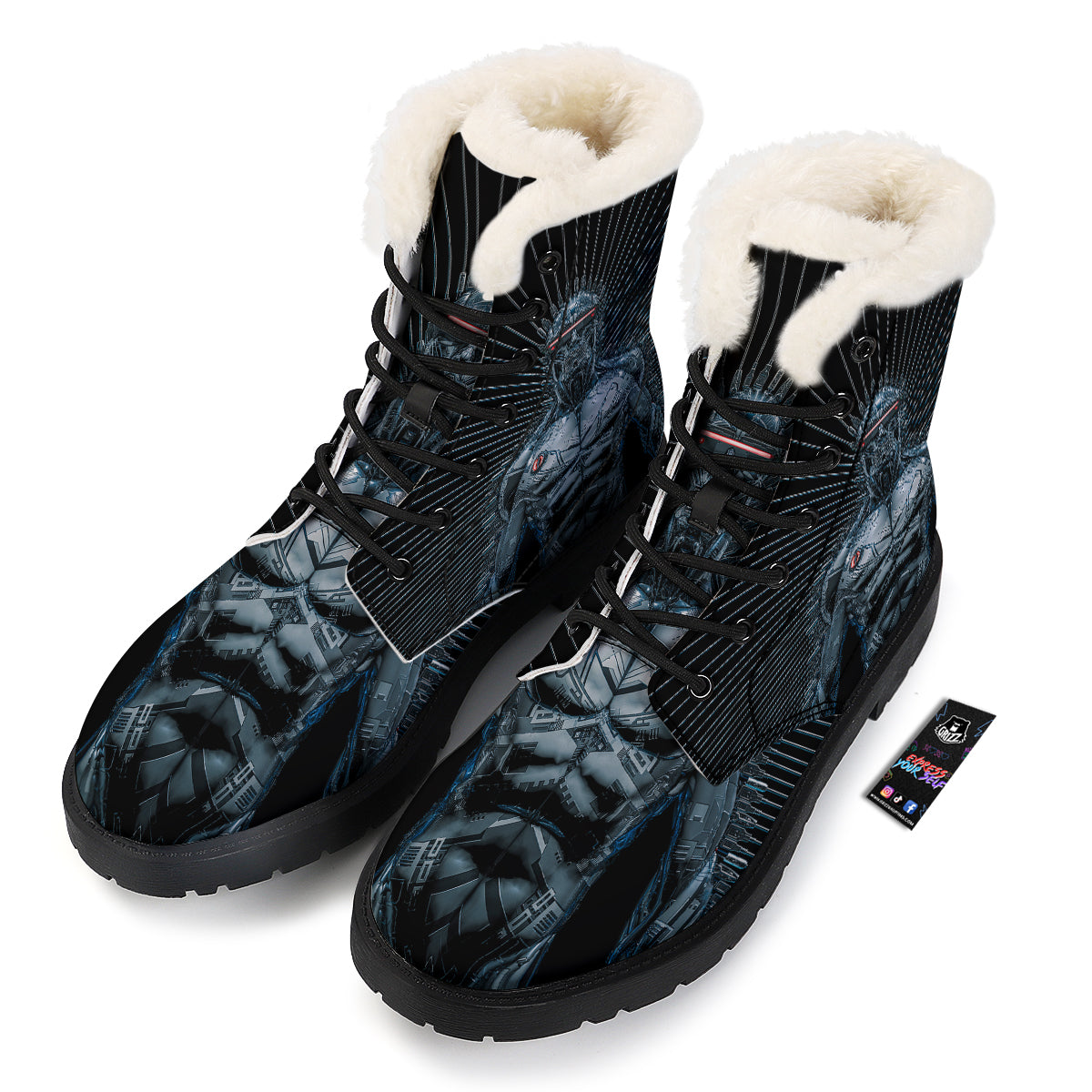 Robot Connection Print Winter Boots-grizzshop