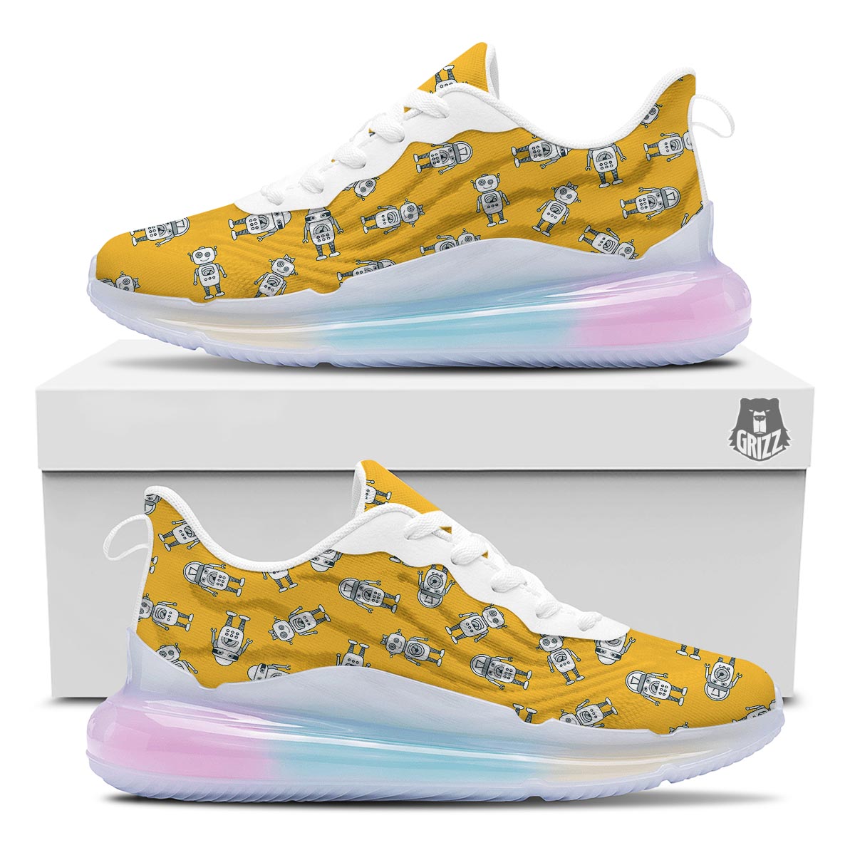 Robot Servant Print Pattern Running Sneakers-grizzshop