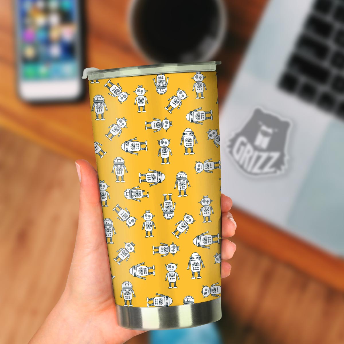 Robot Servant Print Pattern Tumbler-grizzshop