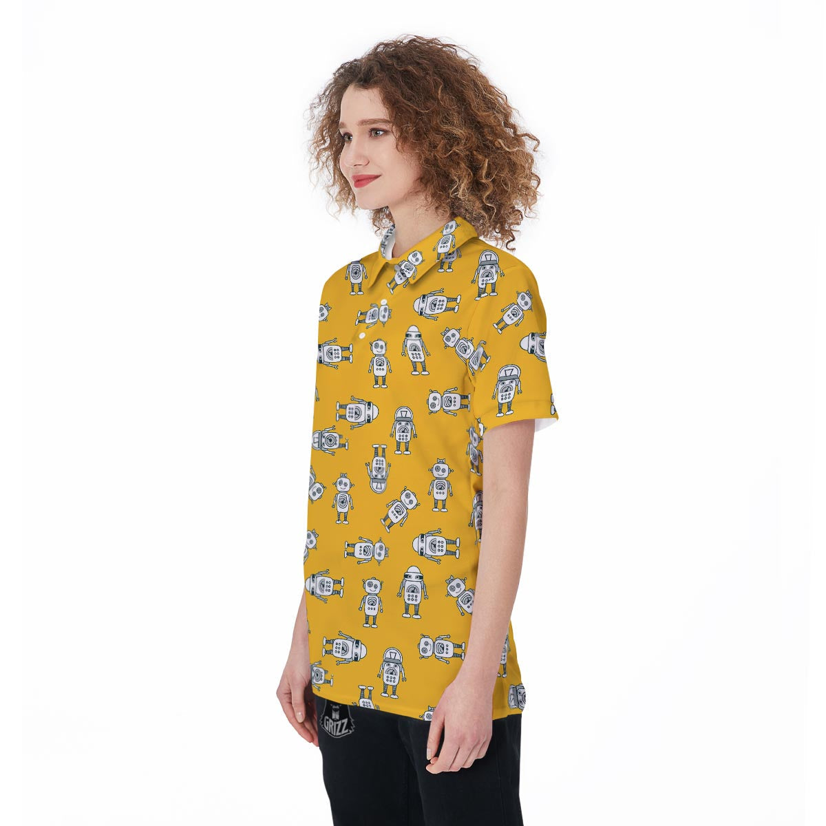 Robot Servant Print Pattern Women's Golf Shirts-grizzshop