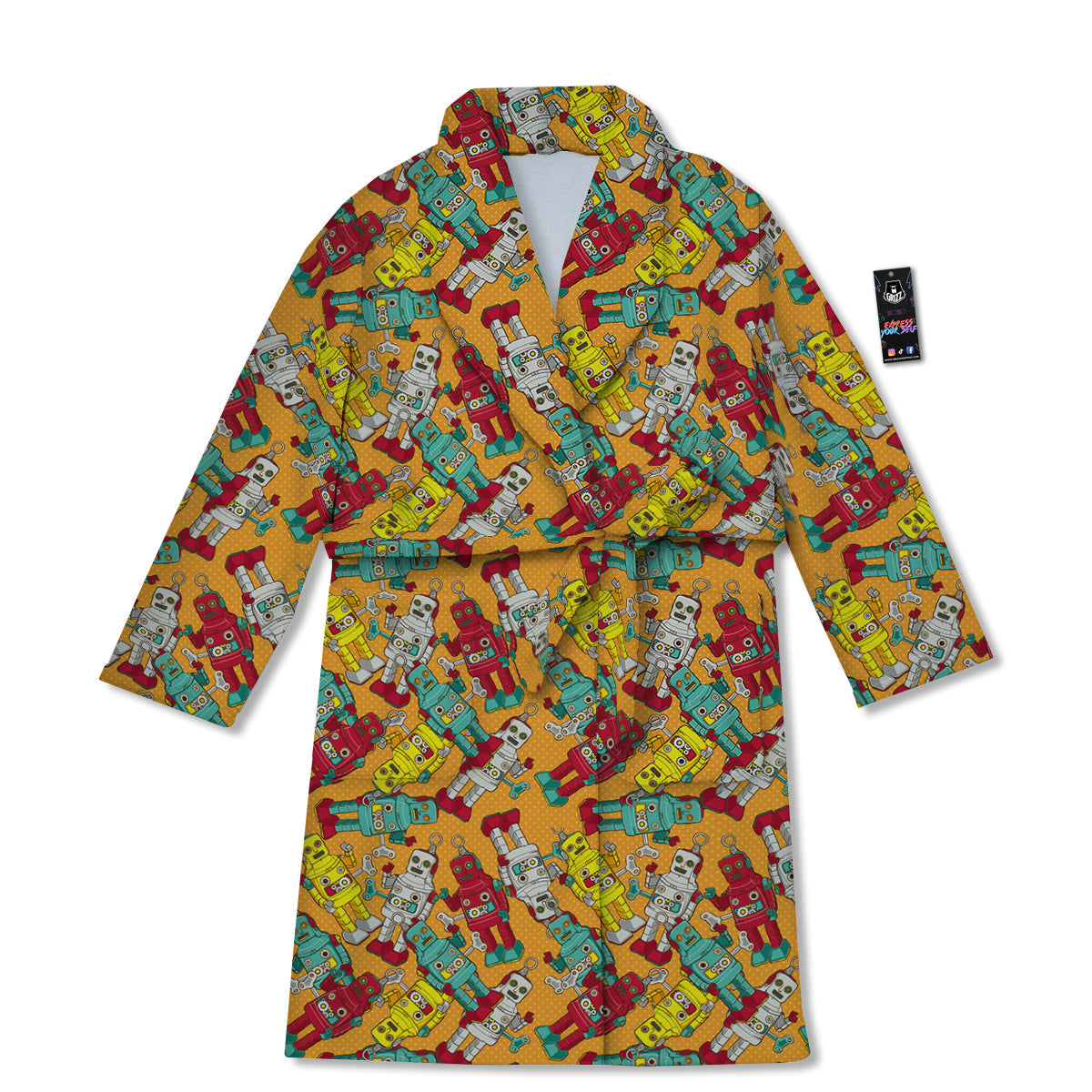 Robot Toy Vintage Print Pattern Bathrobe-grizzshop