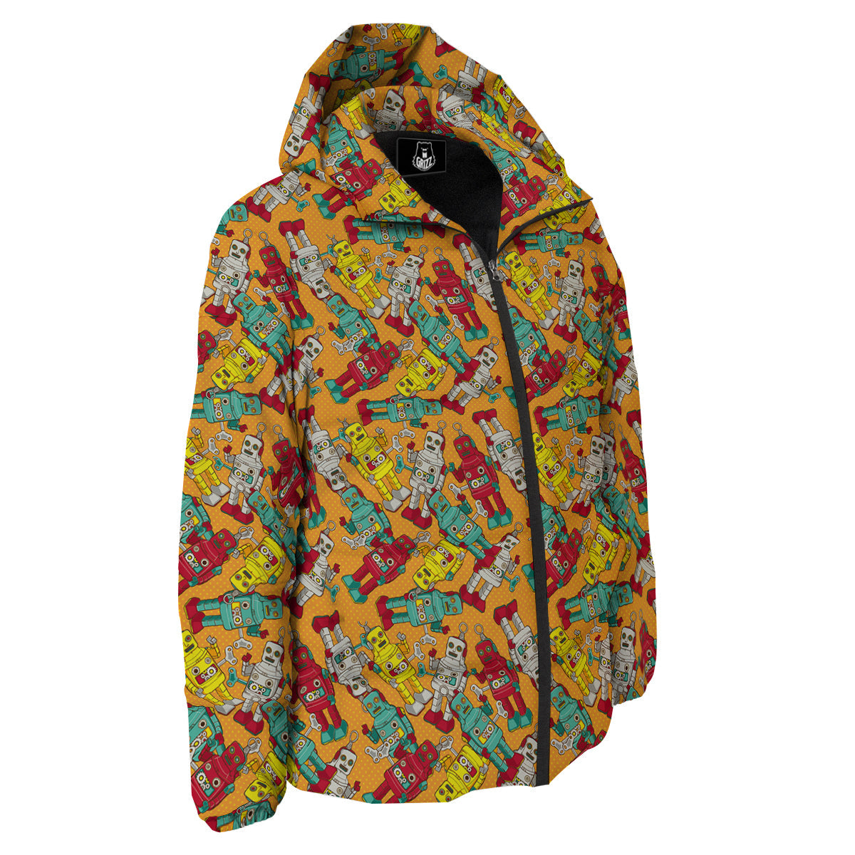 Robot Toy Vintage Print Pattern Down Jacket-grizzshop