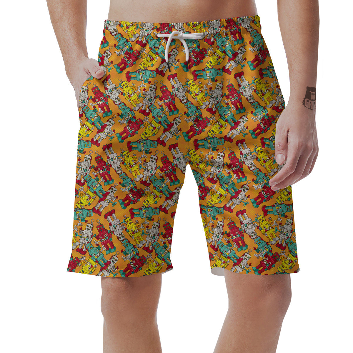 Robot Toy Vintage Print Pattern Men's Shorts-grizzshop