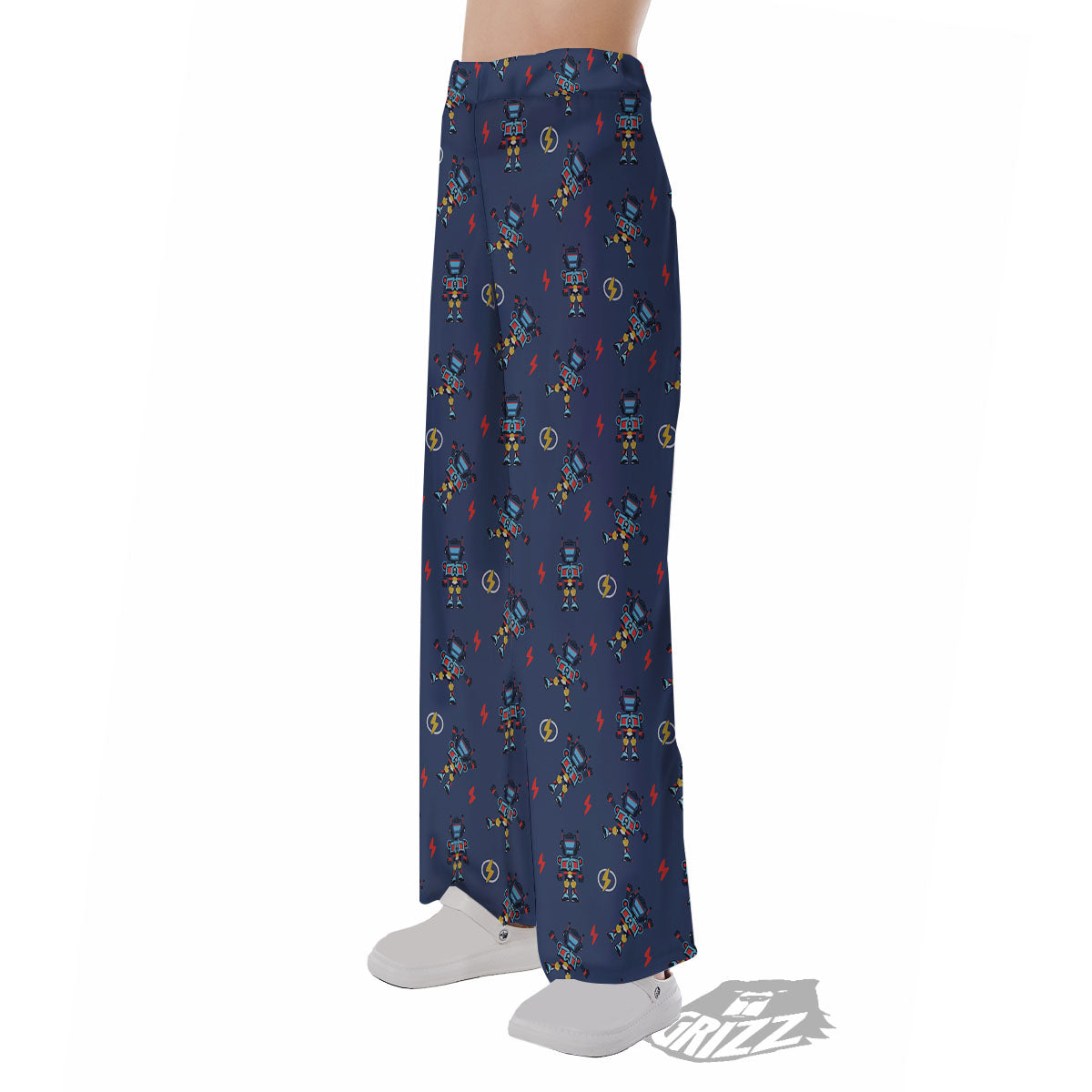 Robot Vintage Print Pattern Pajama Pants-grizzshop