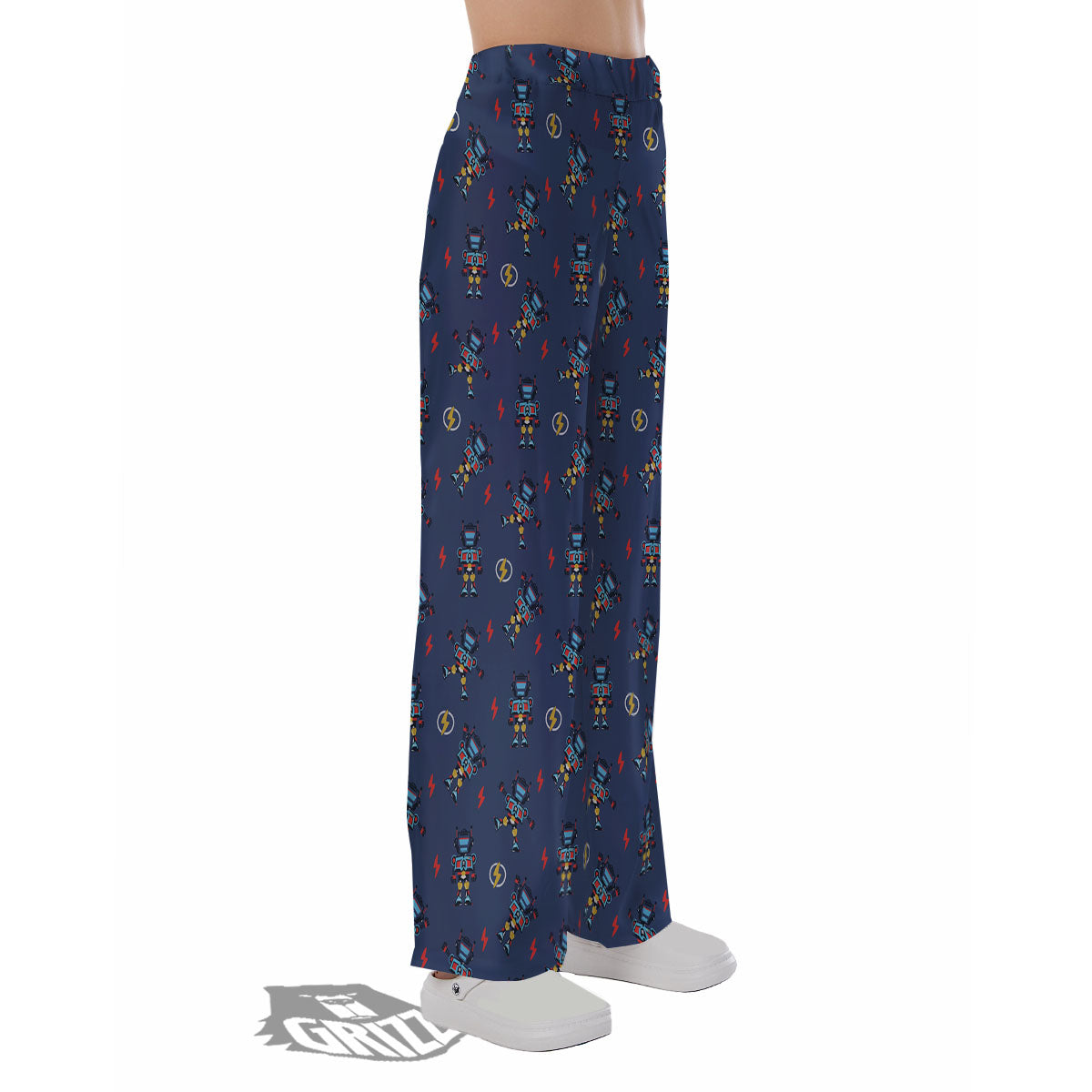 Robot Vintage Print Pattern Pajama Pants-grizzshop