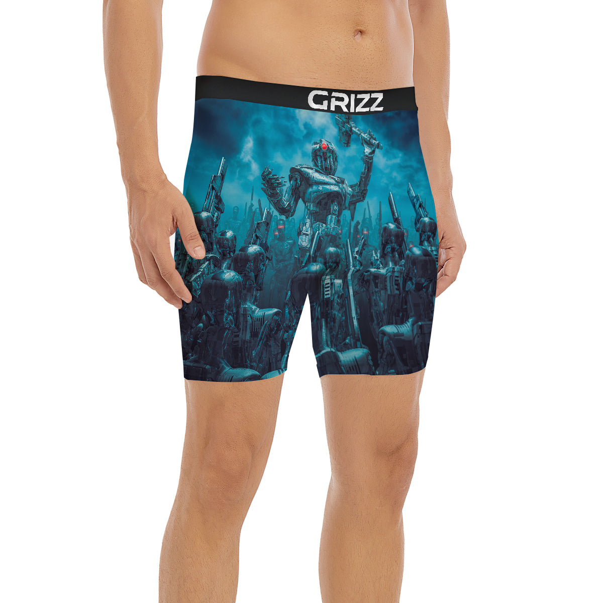 Robot War Print Boxer Briefs-grizzshop
