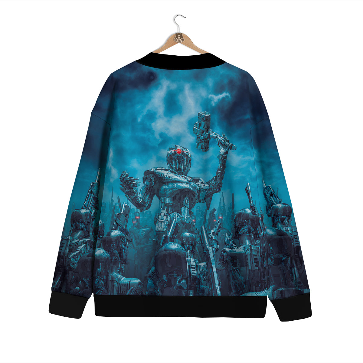 Robot War Print Cardigan-grizzshop