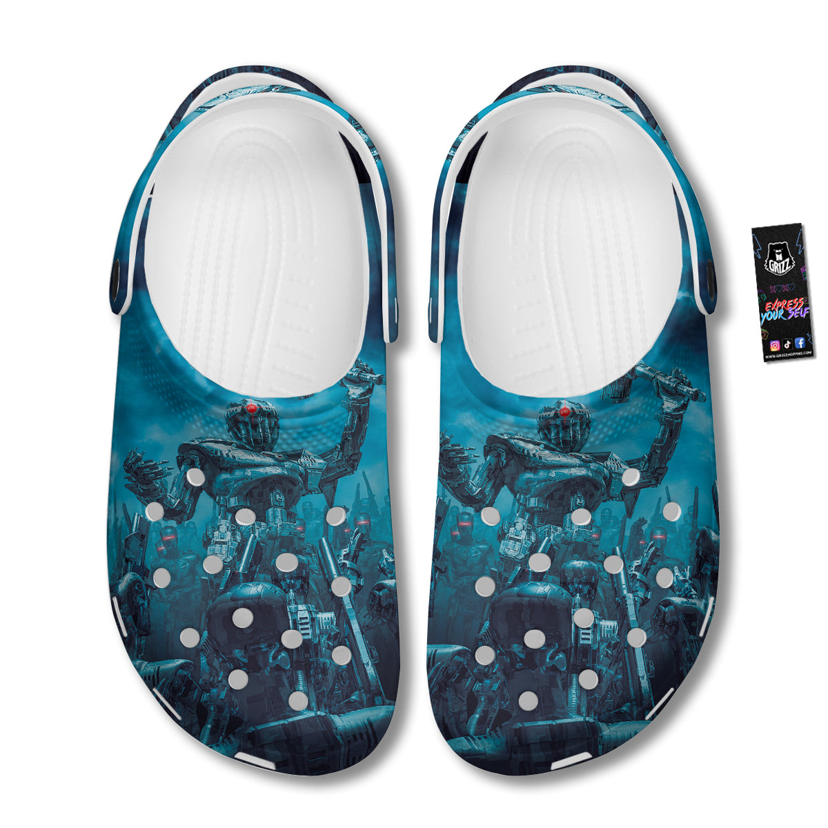Robot War Print Clog-grizzshop