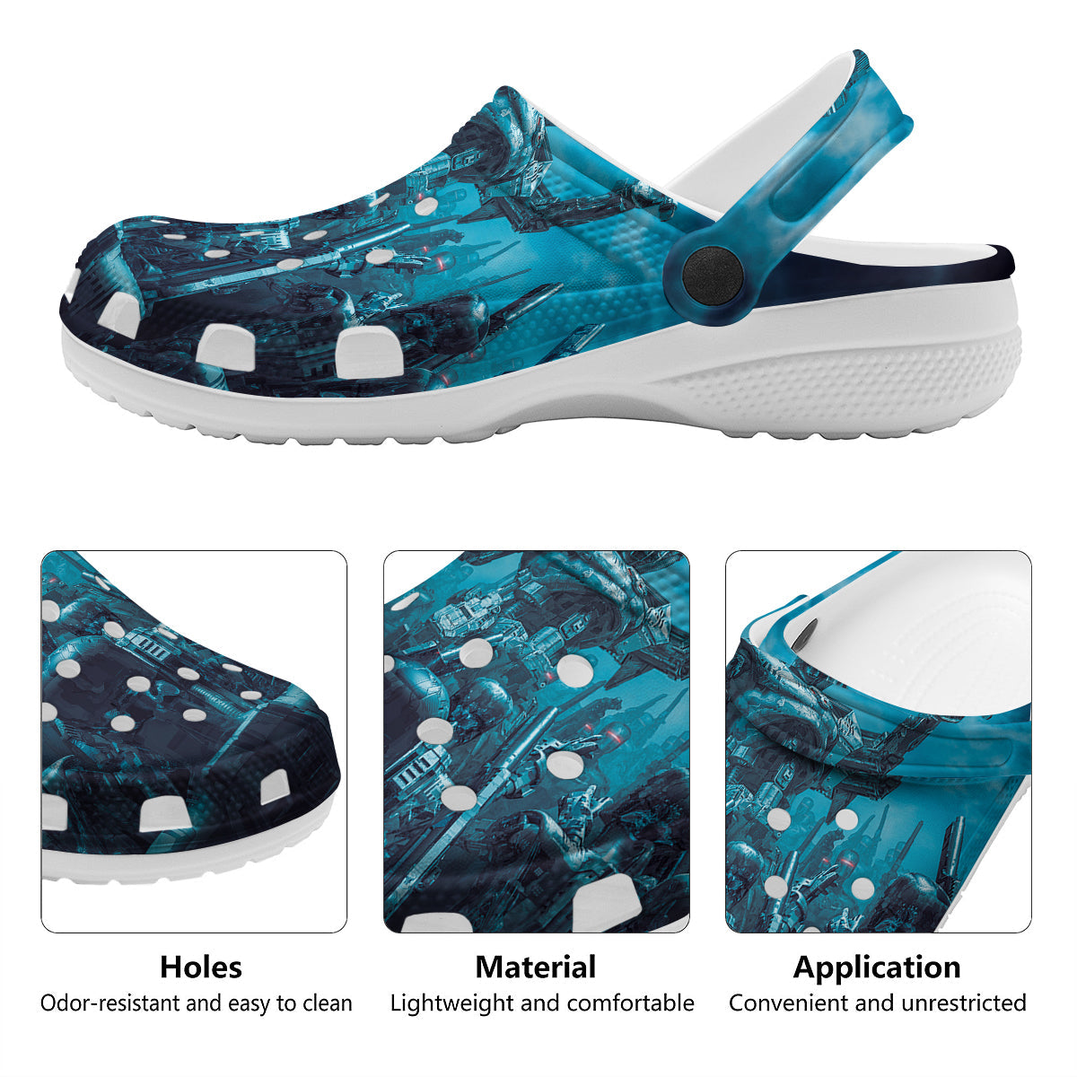 Robot War Print Clog-grizzshop