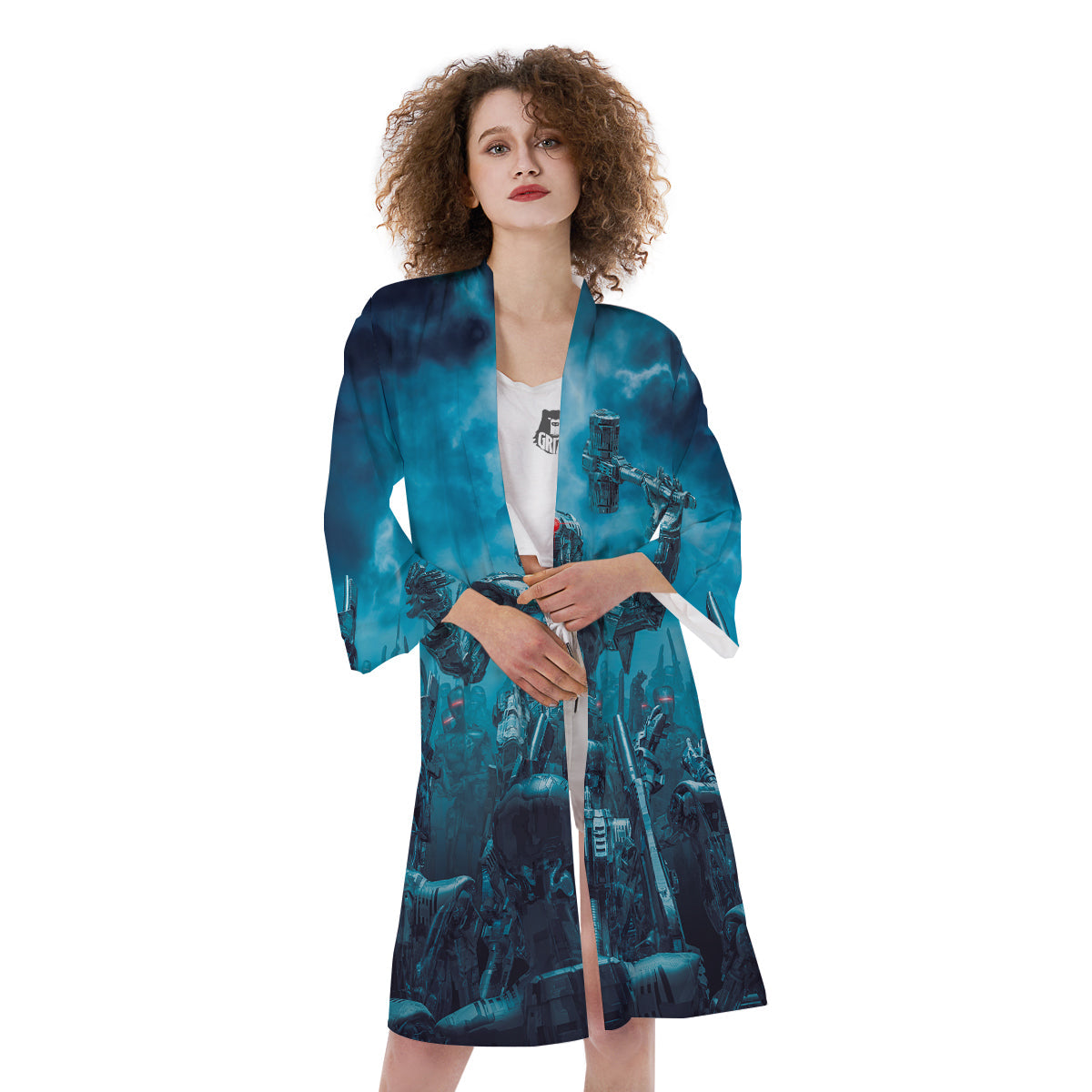 Robot War Print Kimono-grizzshop