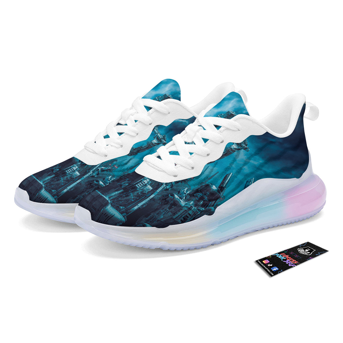 Robot War Print Running Sneakers-grizzshop