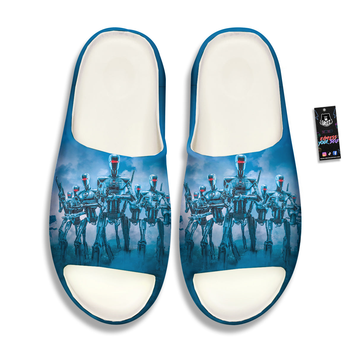 Robot Army Print Sandals-grizzshop