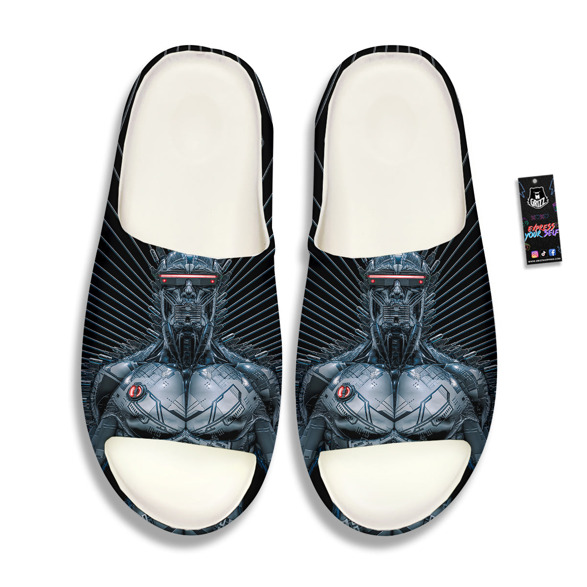 Robot Connection Print Sandals-grizzshop