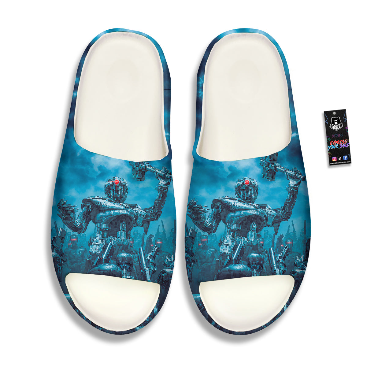 Robot War Print Sandals-grizzshop