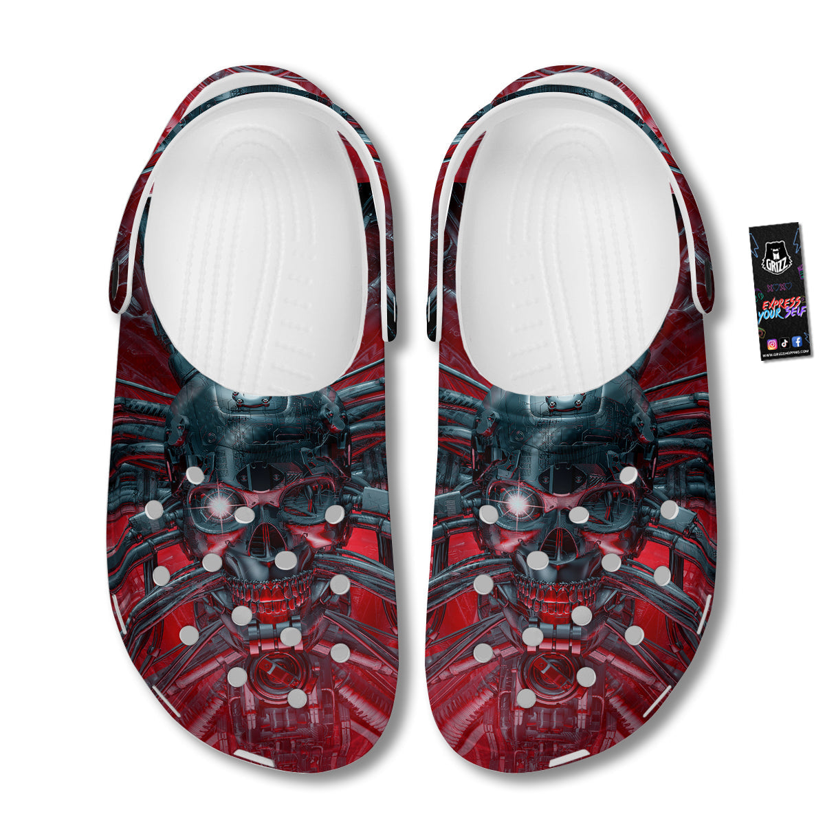 Robotic Skull Print Clog-grizzshop