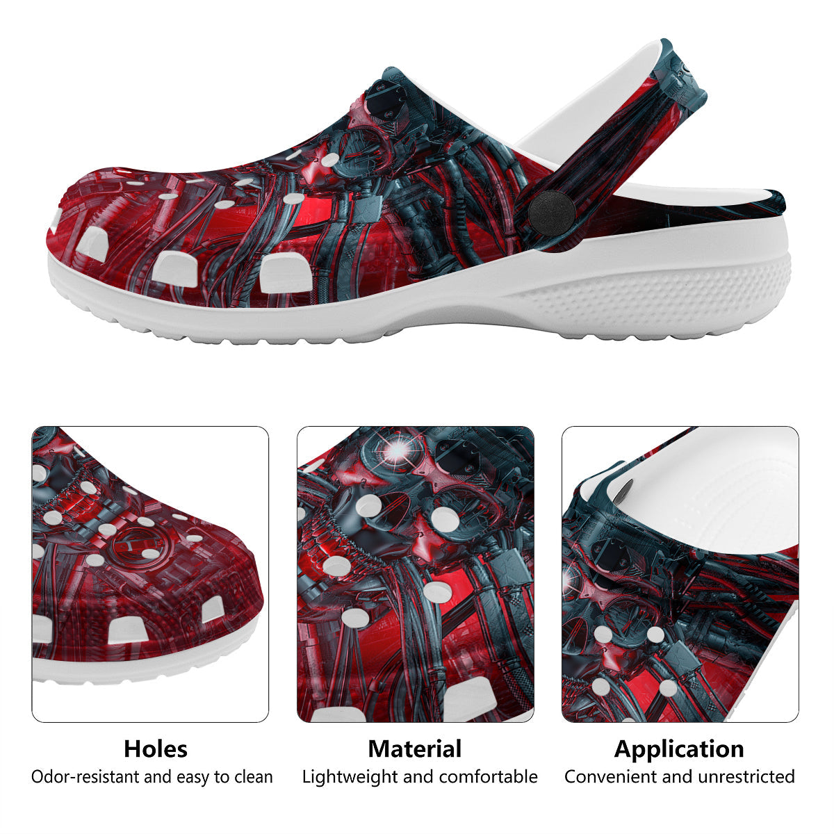Robotic Skull Print Clog-grizzshop
