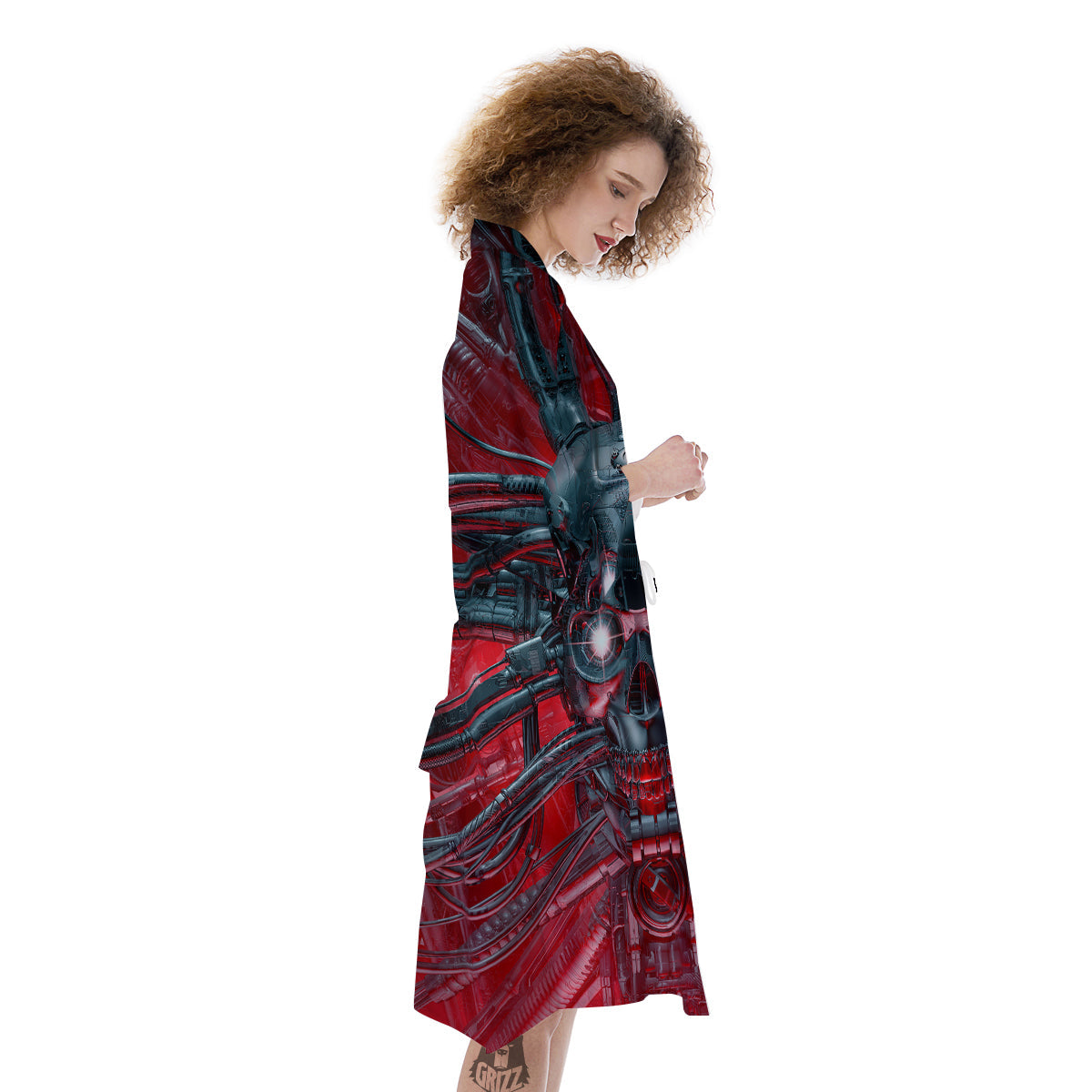 Robotic Skull Print Kimono-grizzshop