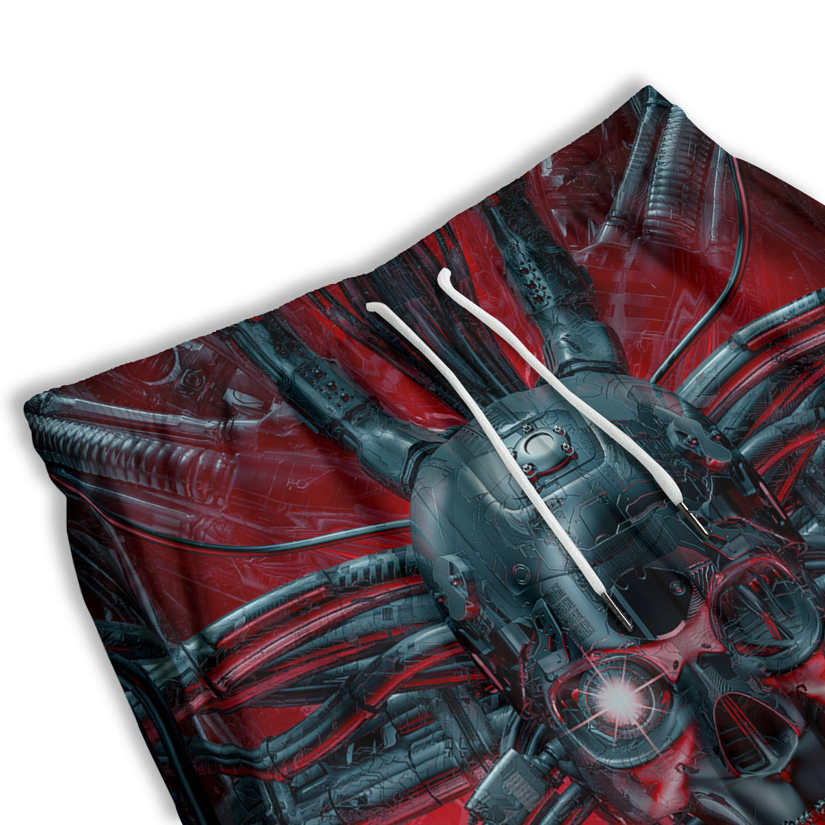 Robotic Skull Print Men's Athletic Shorts