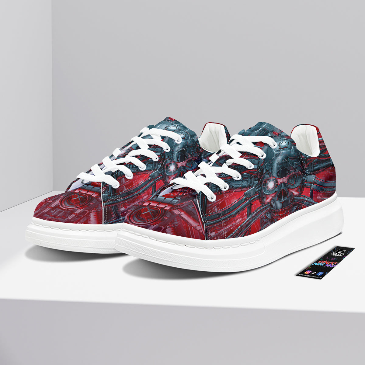 Robotic Skull Print Platform Shoes-grizzshop