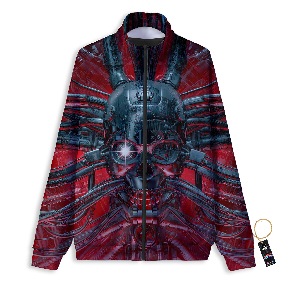 Robotic Skull Print Track Jacket-grizzshop