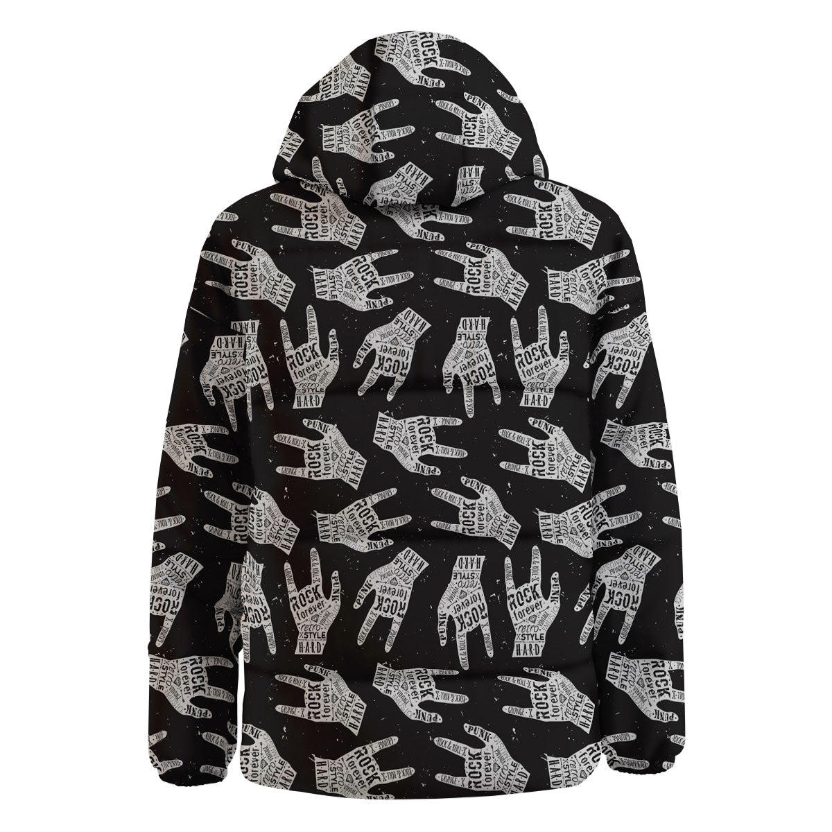 Rock And Roll Vintage Style Print Pattern Down Jacket-grizzshop