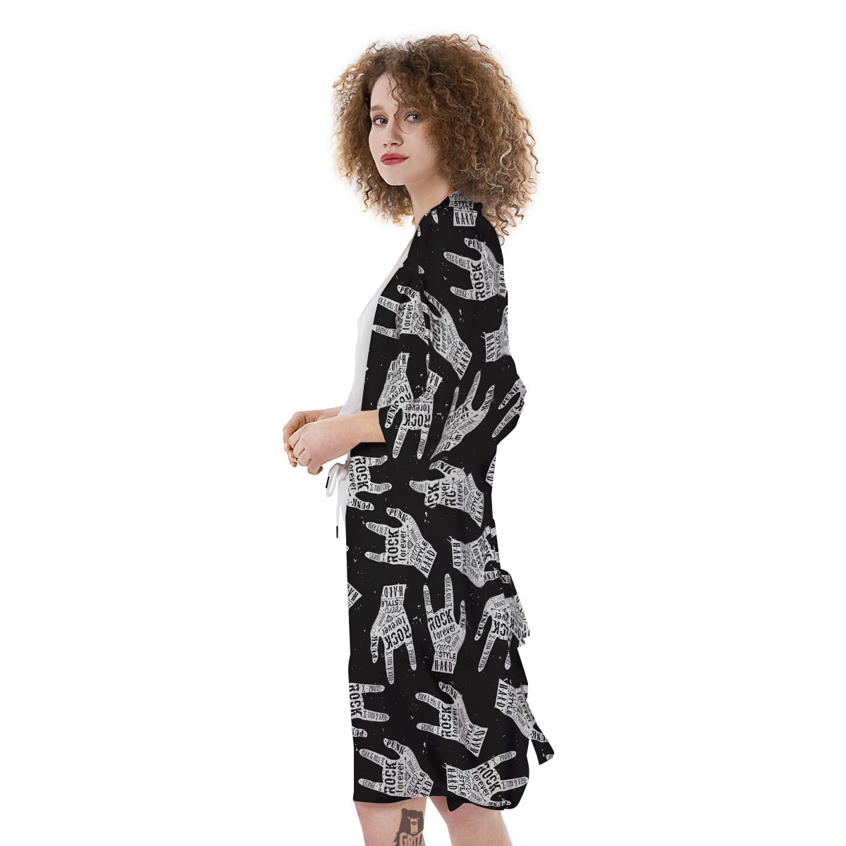 Rock And Roll Vintage Style Print Pattern Kimono-grizzshop