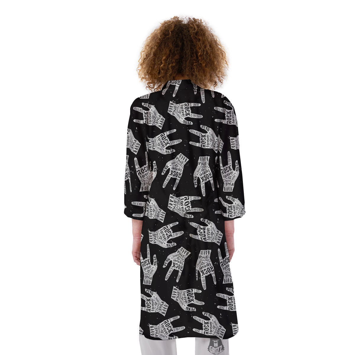 Rock And Roll Vintage Style Print Pattern Kimono-grizzshop