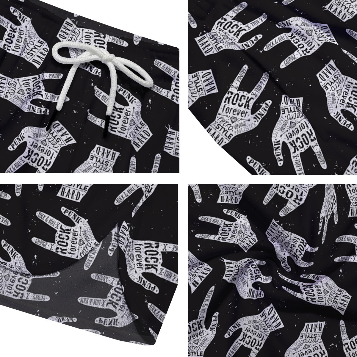 Rock And Roll Vintage Style Print Pattern Men's Running Shorts-grizzshop