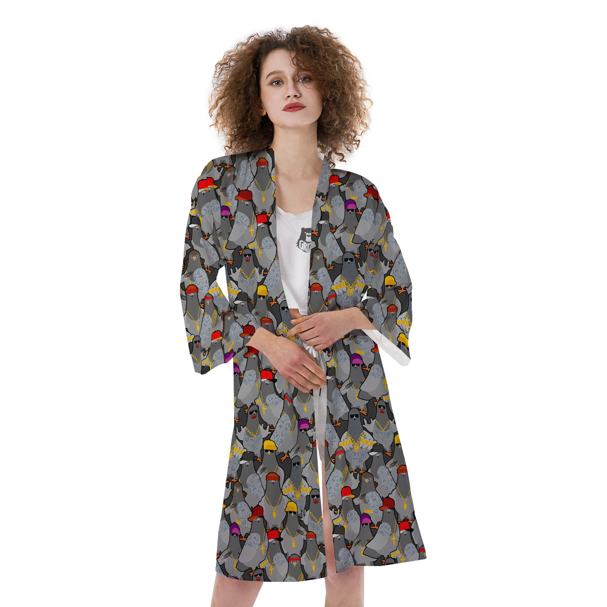 Rock Drove Gangster Print Pattern Kimono-grizzshop