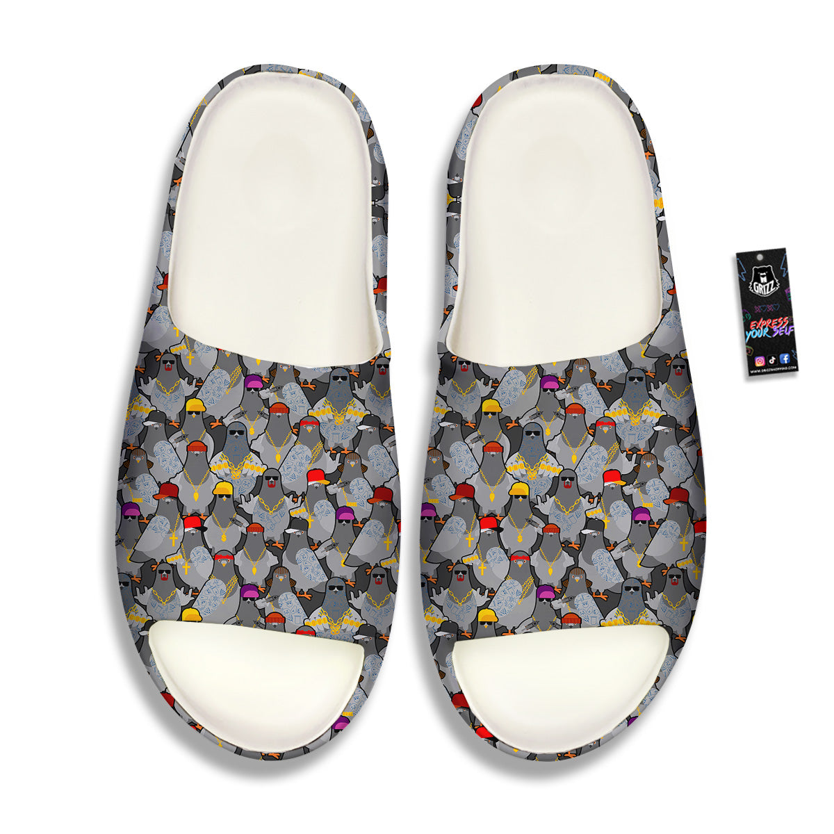 Rock Drove Gangster Print Pattern Sandals-grizzshop