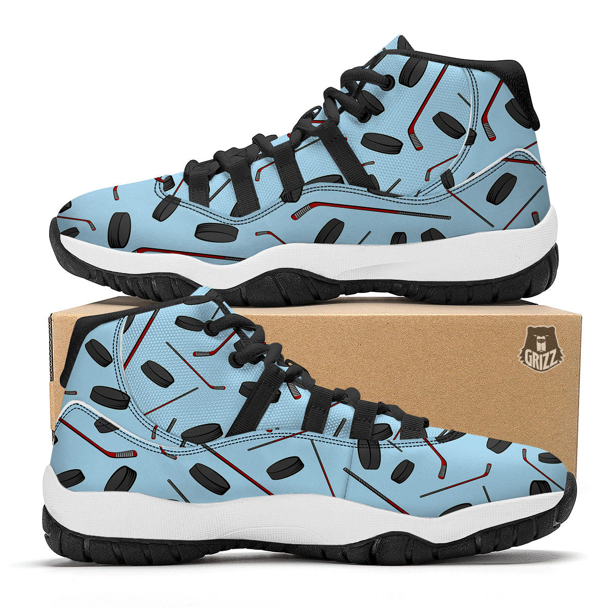 Rocket Doodle Print Pattern Black Bball Shoes-grizzshop