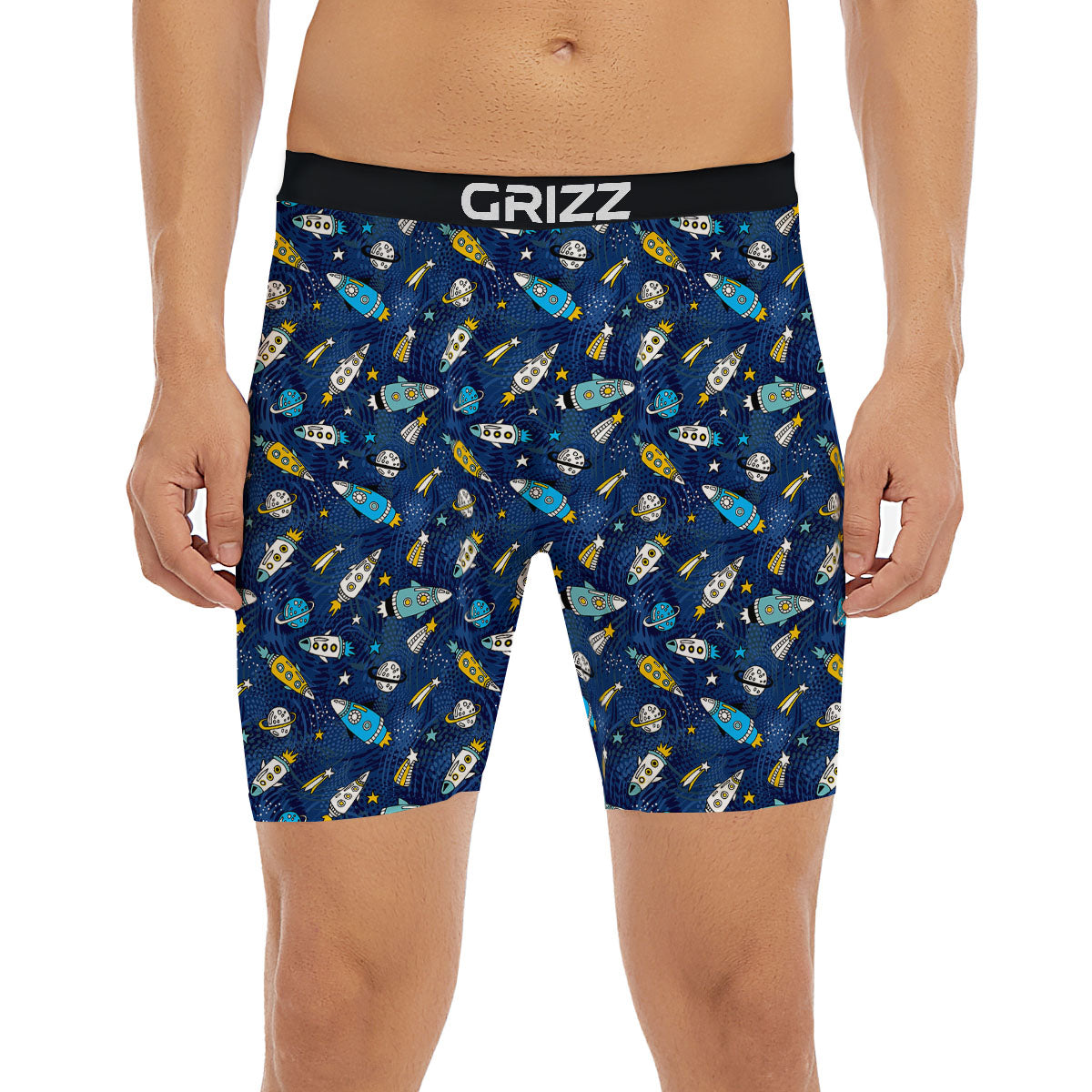 Rocket Doodle Print Pattern Boxer Briefs-grizzshop