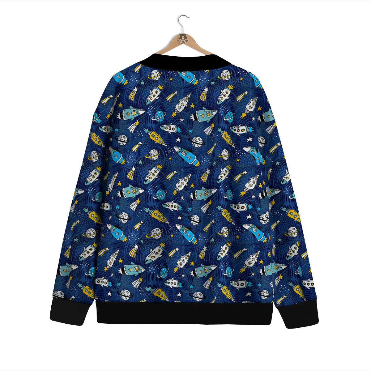 Rocket Doodle Print Pattern Cardigan-grizzshop