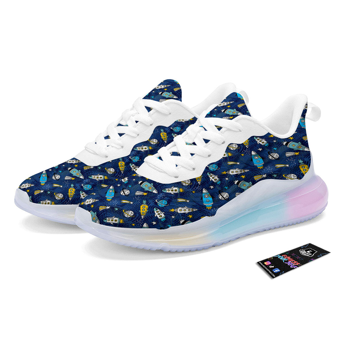 Rocket Doodle Print Pattern Running Sneakers-grizzshop