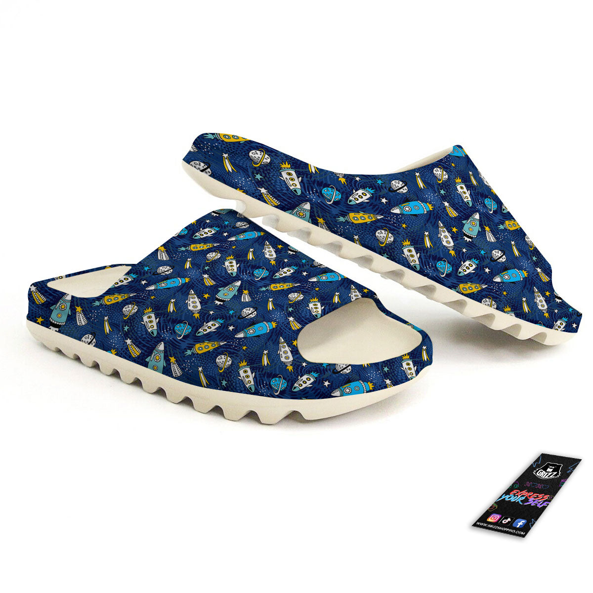 Rocket Doodle Print Pattern Sandals-grizzshop