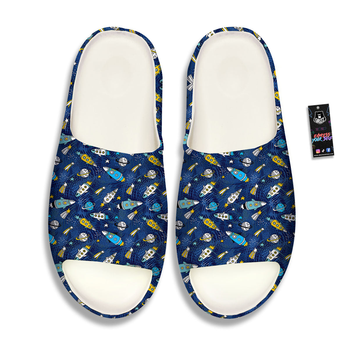 Rocket Doodle Print Pattern Sandals-grizzshop