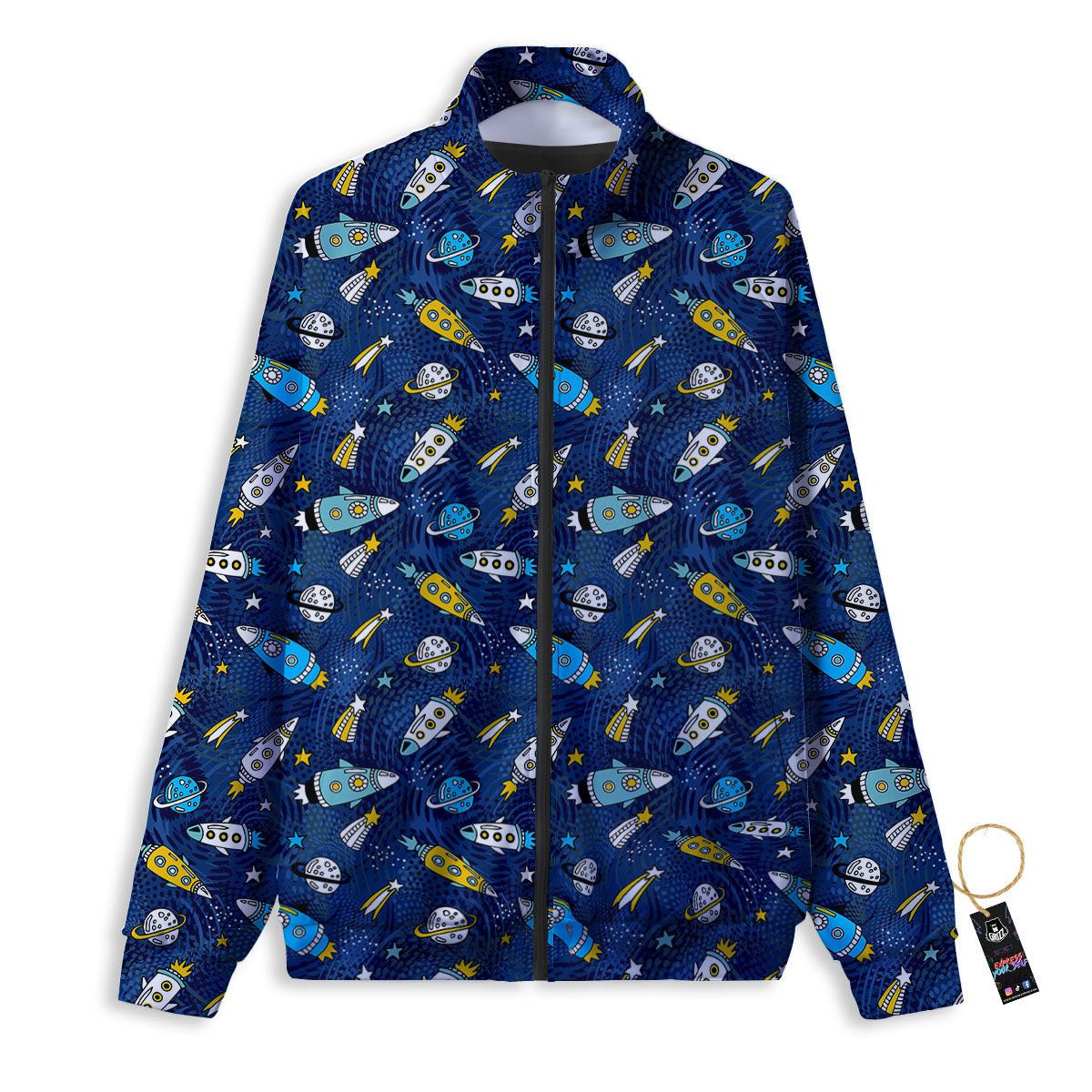Rocket Doodle Print Pattern Track Jacket-grizzshop
