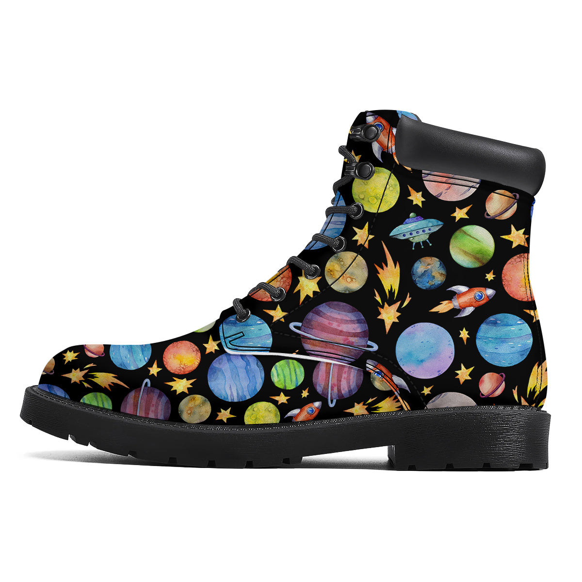 Rocket Watercolor Print Pattern Boots-grizzshop