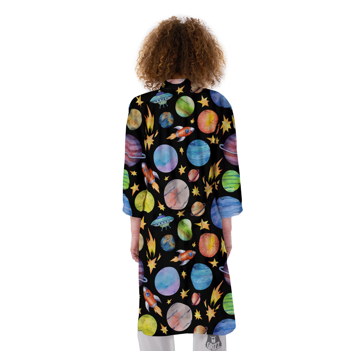 Rocket Watercolor Print Pattern Kimono-grizzshop