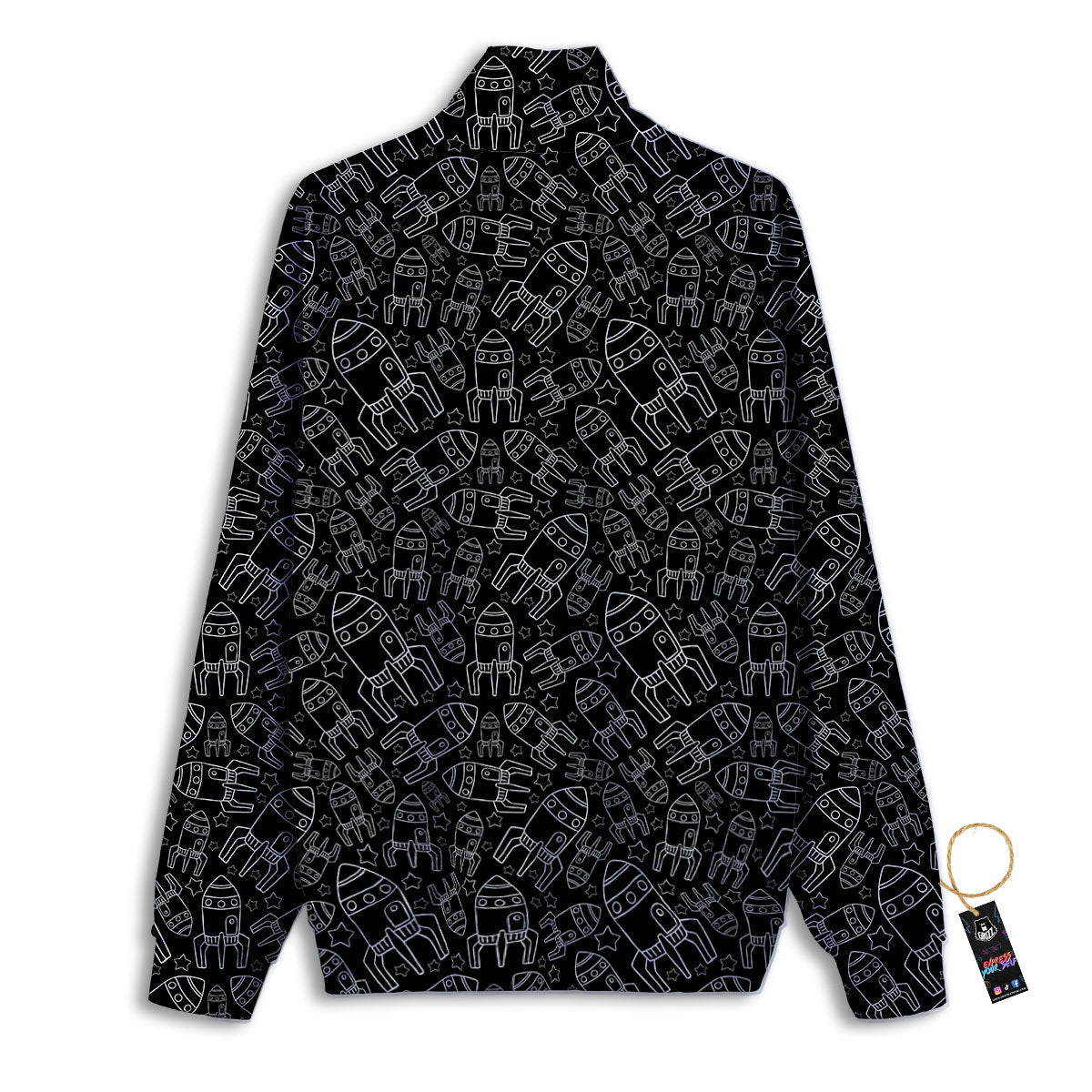 Rocket White And Black Print Pattern Track Jacket-grizzshop