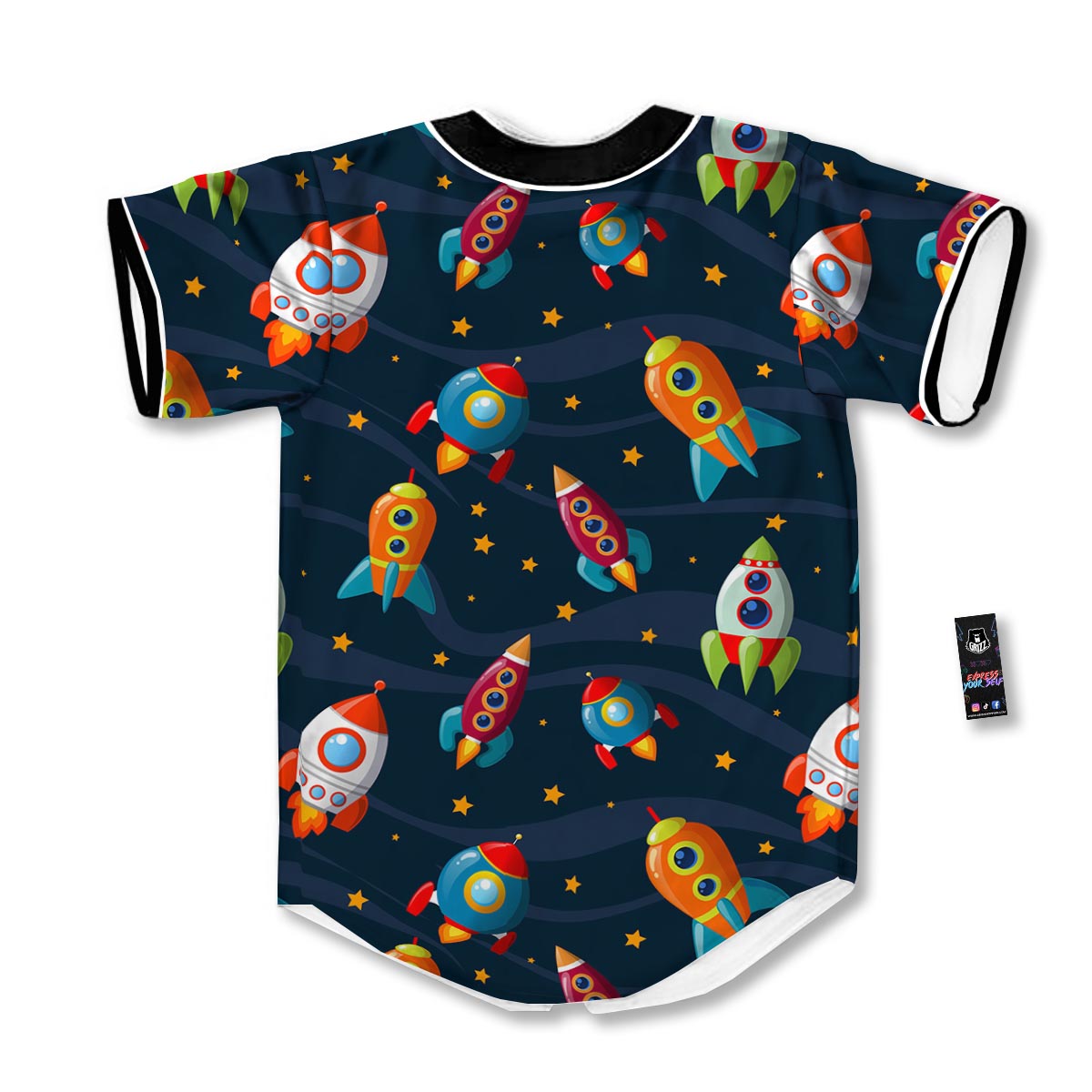 Rockets Space Print Pattern Baseball Jersey-grizzshop