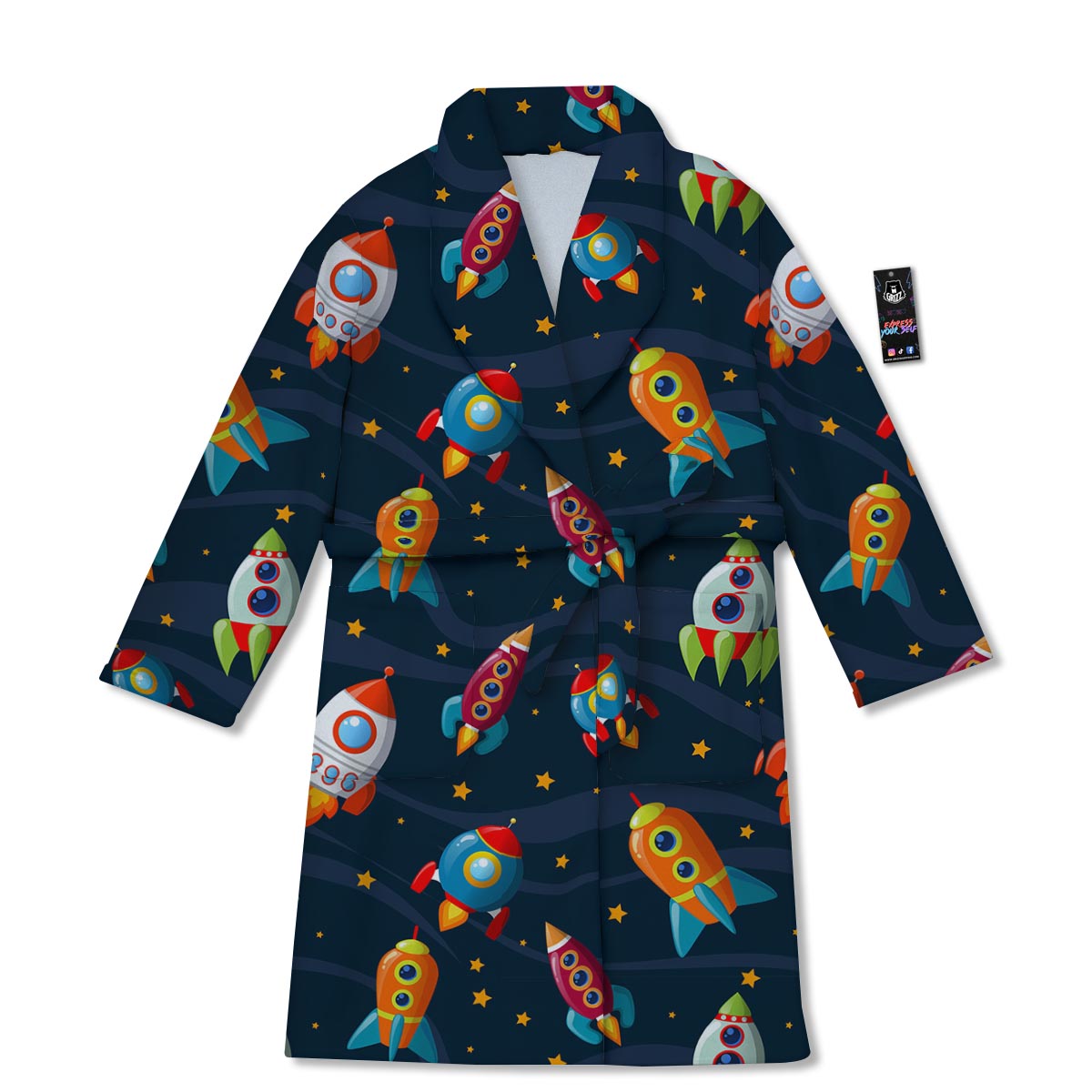 Rockets Space Print Pattern Bathrobe-grizzshop